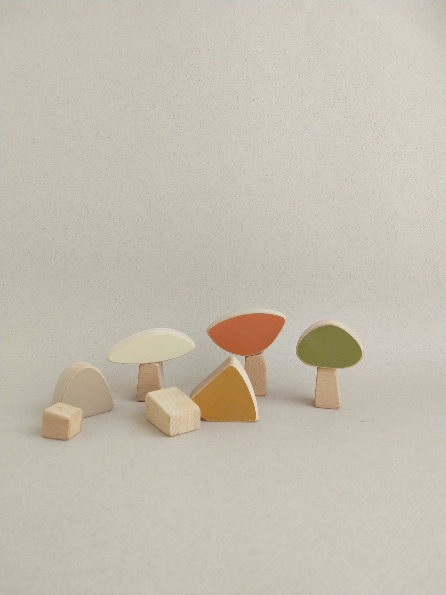 Mushrooms wooden toy set with magnets.