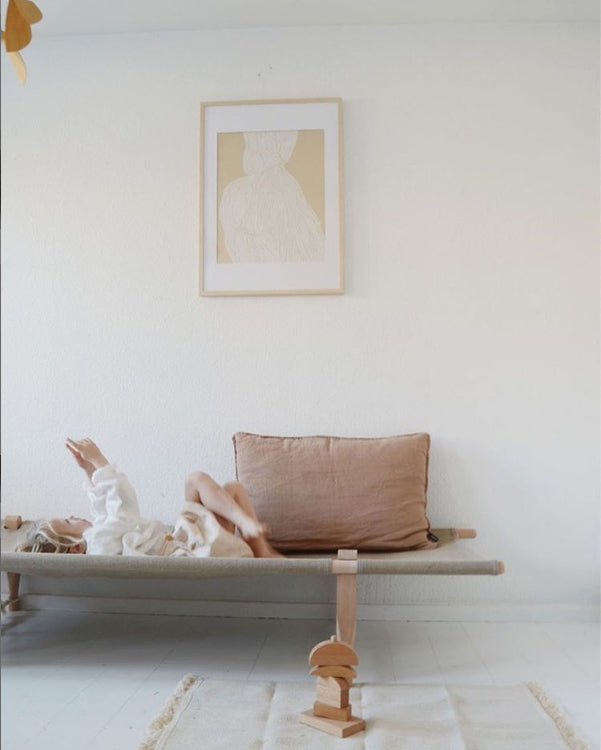 Geometric wooden stacking toy - Natural wood