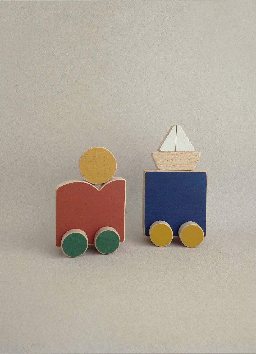 Wooden push toys for imaginative play. A kind of open-ended, unstructured play with no rules, goals or result- except that kids learn a lot along the way.